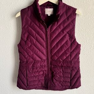 LOFT Deep Burgundy Quilted Vest